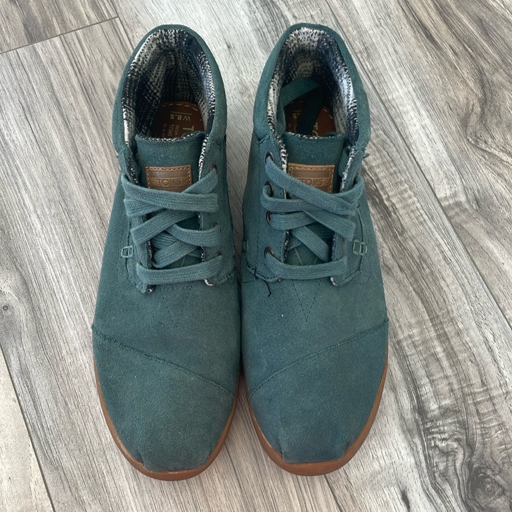 Tom’s blue suede booties 8.5